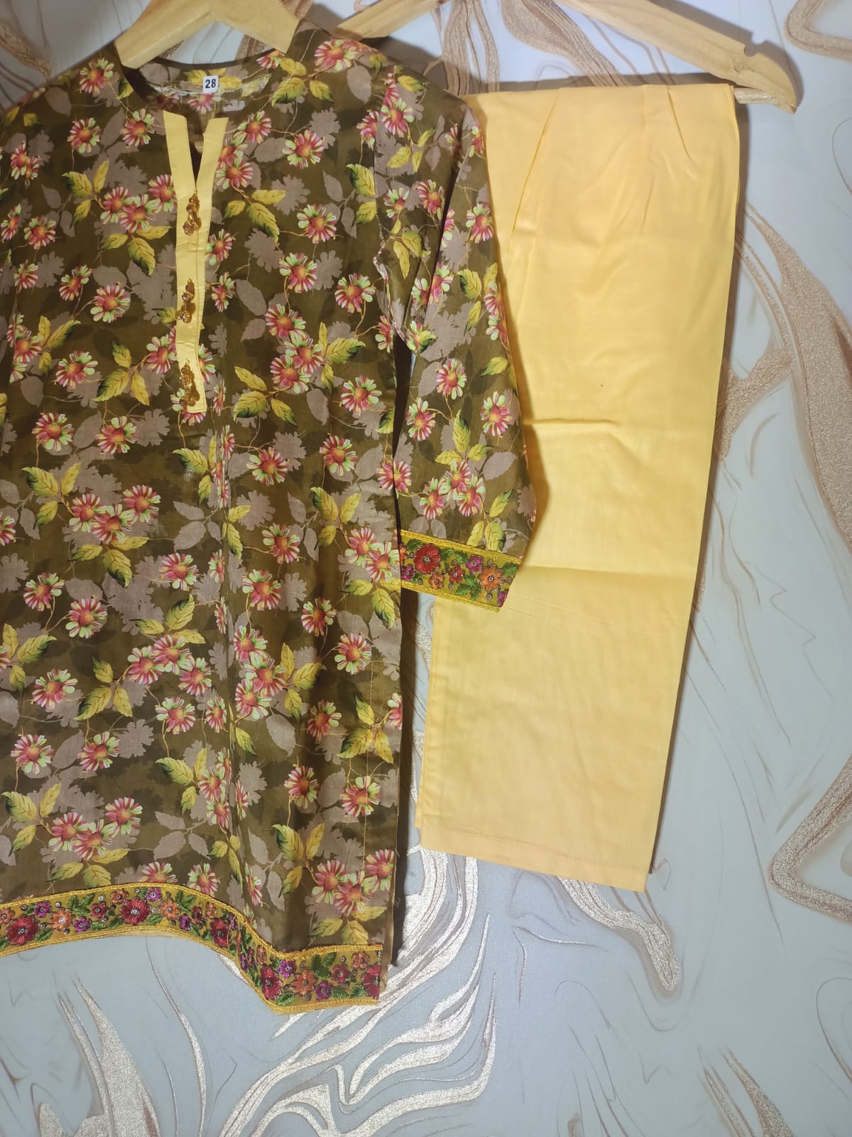 Stiched Lawn Suit For Girls