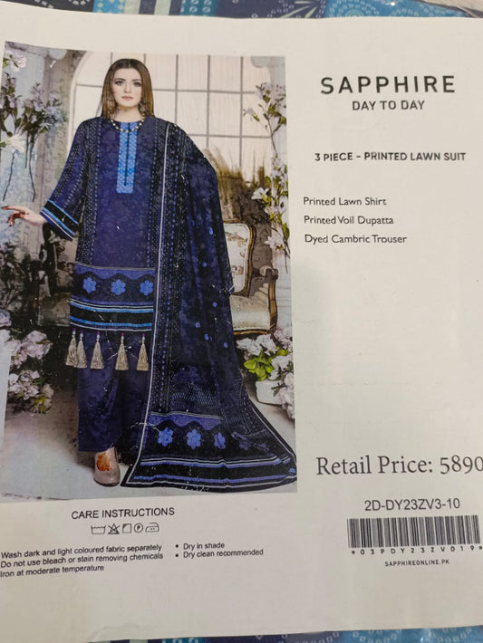 Sapphire Printed Lawn Suit 3 Piece
