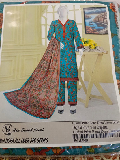 3 Piece Lawn Suit For Summer