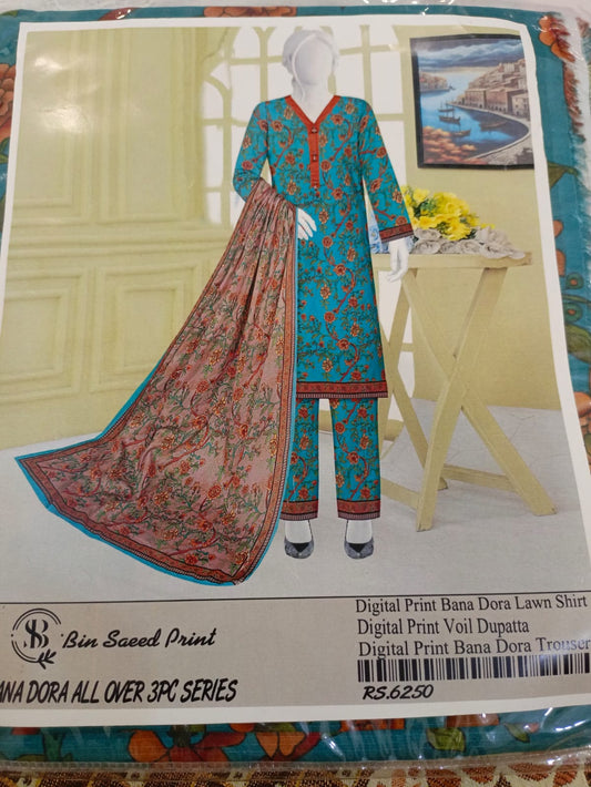 3 Piece Lawn Suit For Summer