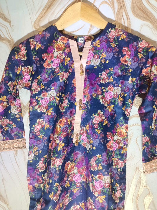 Stiched Lawn Suit For Girls