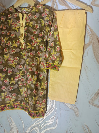 Stiched Lawn Suit For Girls
