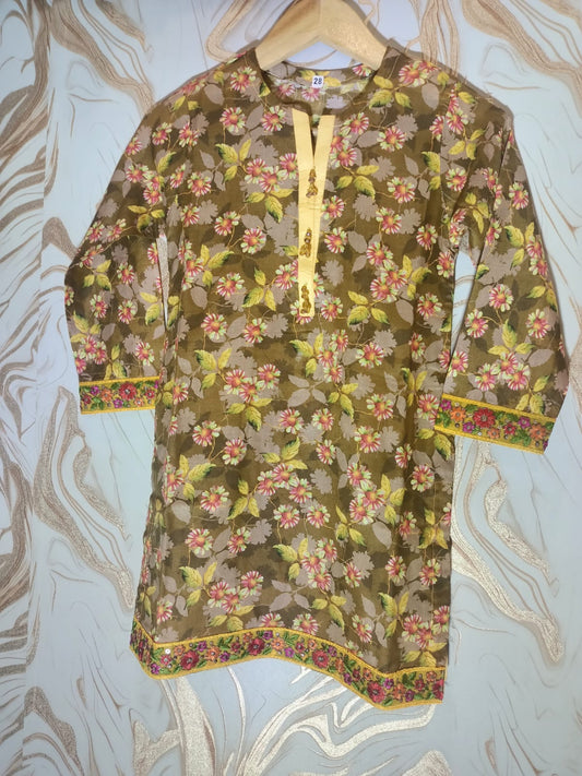 Stiched Lawn Suit For Girls